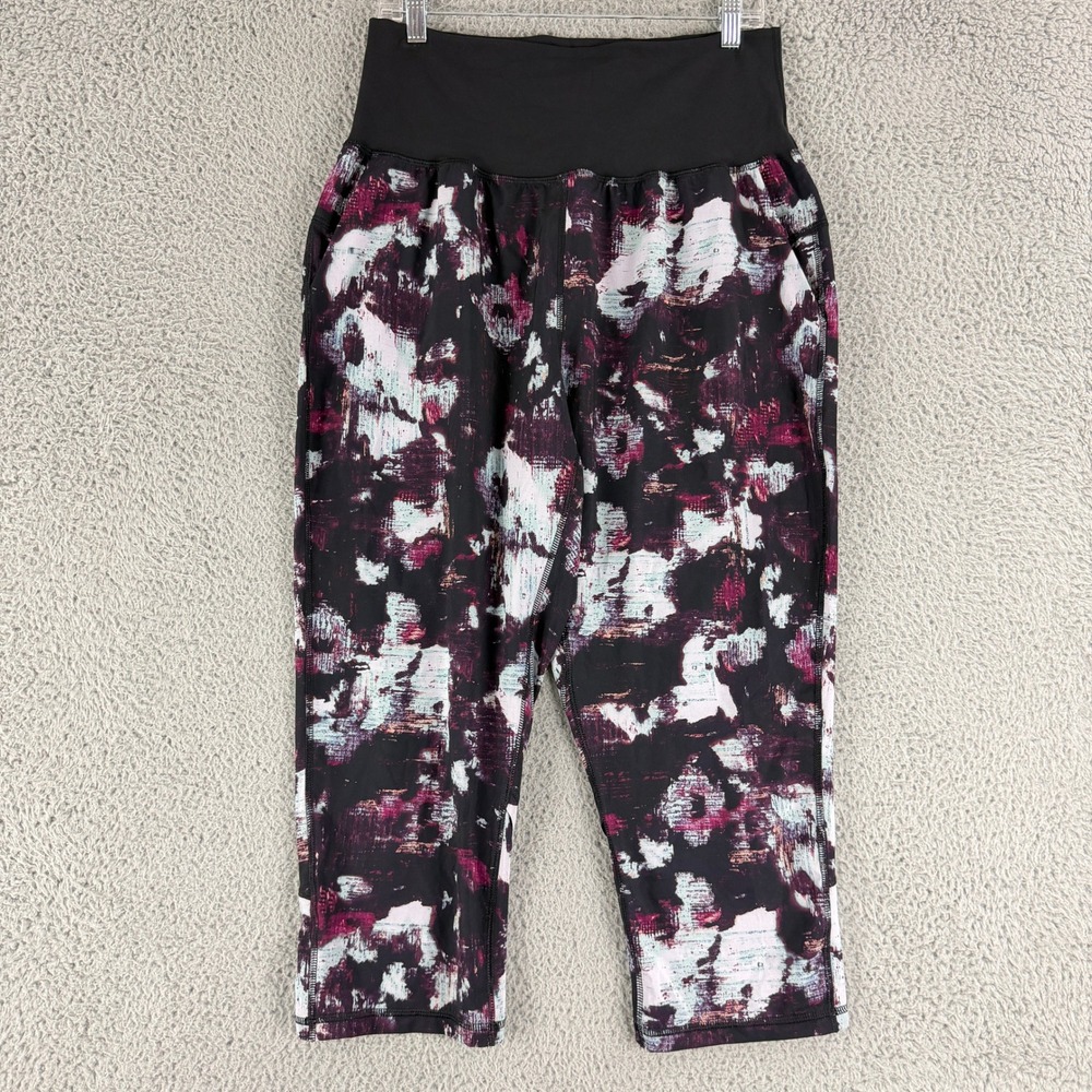 Lululemon Tranquil Crop Pants Womens 12 Kara Blossom Multi Black High Rise